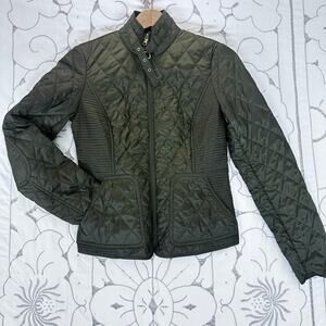 Banana Republic Olive Green lightweight Quilted Field Jacket XS Zip Front